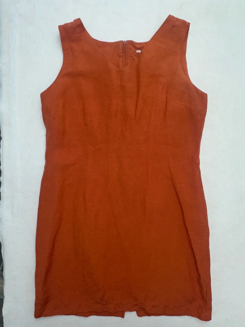 Vintage 90s Terracotta Linen Dress Set 2 Pc Sheath & Jacket Rust Orange Sz 12
